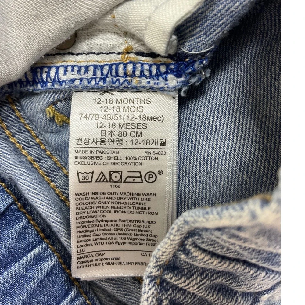 Gap Baby My First Easy Slim Jeans Light Wash Dog Lightning Bolt 12-18 Months